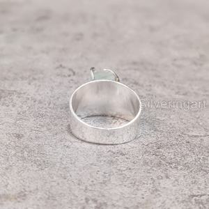 Bague pour femme en argent sterling 925 avec pierre brute authentique d'aigue-marine, style vintage large, bijou de Noël - Product Image 5