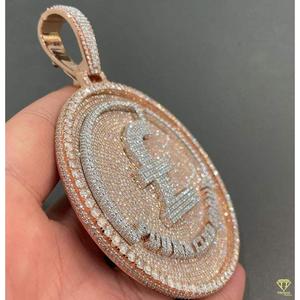 Joyería de Hip Hop personalizada VVS Moissanite diamante 925 letra de plata esterlina dos tonos nombre COLLAR COLGANTE - Product Image 5