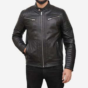 Veste en cuir pour homme, look décontracté moderne, manteau en cuir véritable, production en gros par usine OEM - Product Image 3