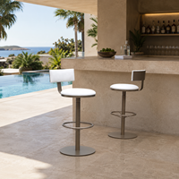 Tabouret de bar moderne en acier inoxydable pour extérieur, ensemble de mobilier de bar pour hôtel, villa, bord de piscine, rembourré, résistant aux intempéries, personnalisable