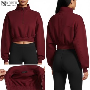 Último diseño de moda pulóver recortado con capucha para mujer 100% algodón logotipo personalizado nuevo Crop Top para niñas sudaderas con capucha reversibles - Product Image 3