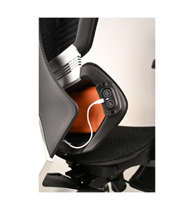 Chaise de bureau ergonomique de haute qualité avec massage à 7 points, pivotante à 360°, en cuir PU, dossier haut, avec repose-pieds - Product Image 3