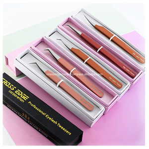 Pinzas para Pestañas Color Piel, Kit de Extensión de Pestañas, Pinzas con Punta de Fibra, Pinzas con Punta en Forma de L, Pinzas para Mega Volumen, Logotipo Personalizado - Product Image 1