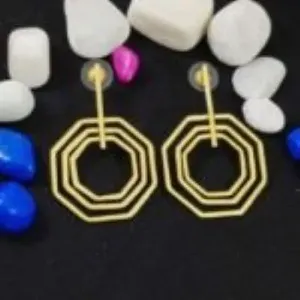 Pendientes de Aro y con Perno de Latón Hechos a Mano, Chapados en Oro, con Ópalo para Boda - Product Image 3