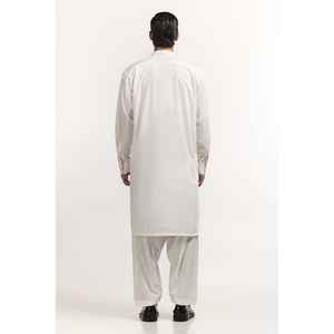 Conjunto de Kurta de Estilo Regular para Hombre, Color Blanco, con Tela Tejida Combinada, SK-S24-030 - Product Image 6