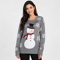 Pulls en tricot pour femmes FNJIA, pull de Noël moche à motif Père Noël, bordeaux, manches longues, pull de fête, personnalisable, OEM privé