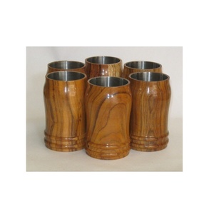 Accessoires de bar en verre en bois carafe à whisky avec base en bois et tasses verre à whisky vin fête ware verre fait main - Product Image 6