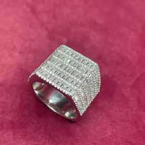 Luxe Vintage 925 Sterling Silver Hip Hop Baguette Moissanite Diamant Bijoux pour Fiançailles De Mariage ou Cadeau De Fête - Product Image 4