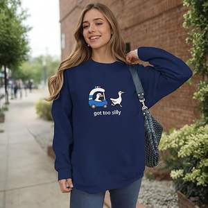 Sudadera Holgada de Algodón y Poliéster con Hombros Caídos, Manga Murciélago, Cuello Redondo, Lisa, Informal, para Mujer - Product Image 3