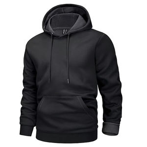 Sweat-shirt et sweat à capuche pour homme avec fermeture éclair, motif uni, tissu tricoté, col à capuche, logo personnalisé et couleur unie - Product Image 2