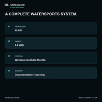 Planche de surf électrique UNPLUGLIFE RACE 15 CARBON Jet Board 15 kW pour sports nautiques à grande vitesse