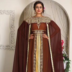 Kaftan islámico marroquí moderno para mujer Vestido de playa largo hasta el suelo con suministro ODM de manga larga transpirable - Product Image 1