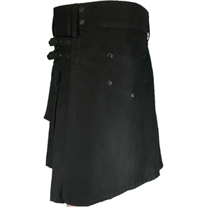 Kilt utilitaire pour homme contemporain en tissu jean en coton, parfait pour les festivals, les vêtements de travail ou la mode décontractée en plein air - Product Image 1