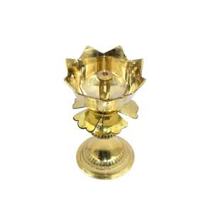 Pure Brass Diya for Pooja Temple Decoration Diyas Diwali Home Decorations Diya Adjustable Bati <b>Lotus</b> Shape Pillar Stand Oil <b>Lamp</b> - Product Image 1