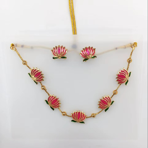 Collier élégant en alliage de zinc plaqué or Boucles d'oreilles de lustre de beauté intemporelles de style ethnique avec zircon - Product Image 3