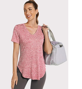Camisetas Deportivas de Manga Corta para Mujer, Corte Holgado, Cuello en V, Camiseta Deportiva para Mujer, Top Deportivo de Secado Rápido para Yoga, Gimnasio y Deportes - Product Image 4