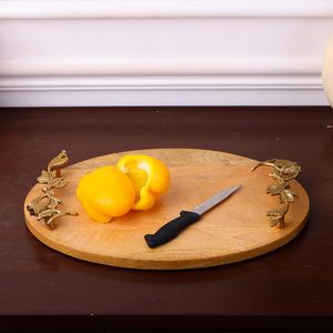 Bandeja Ovalada de Madera de Color Natural, Hecha a Mano, con Asas de Fundición Dorada, Decorativa, Portátil, Ecológica y Duradera - Product Image 5