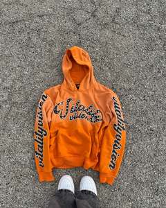 Sweat à capuche en molleton pour femme avec strass, fermeture éclair, style streetwear vintage, lavage à l'acide, broderie, patch, logo personnalisé, sweat à capuche surdimensionné - Product Image 4