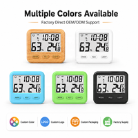 Termómetro Higrómetro Digital para Interiores con Pantalla LCD, Monitor de Temperatura y Humedad con Reloj Despertador para Hogar, Oficina, Habitación, Cuarto de Bebé