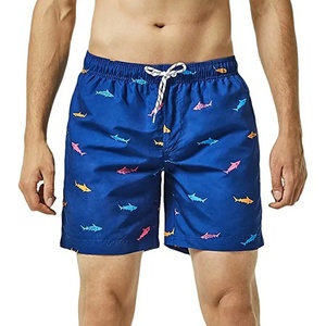 Taille élastique impressions personnalisées en gros été vêtements de plage coton polyester hommes troncs-shorts avec lacets - Product Image 4