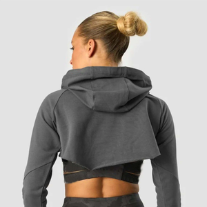 <b>Womens</b> Dark Grey Cropped <b>Hoodie</b> <b>and</b> <b>Leggings</b> <b>Set</b> Custom Logo Workout Gymwear Seamless Activewear Outfit - Product Image 6