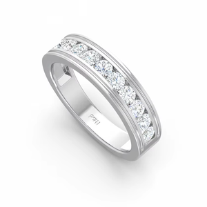 แหวนผู้ชายทอง 14K ประดับเพชรแท้ ดีไซน์แบบช่องฝัง ทนทาน - Product Image 1