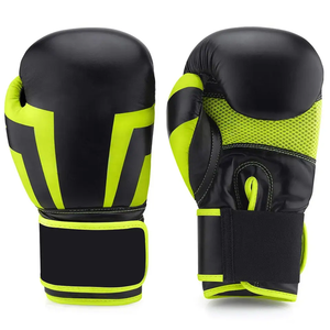 Guantes de boxeo de cuero con cordones profesionales para adultos negros de 12oz de alta calidad-Venta al por mayor con características elásticas incluidas - Product Image 1