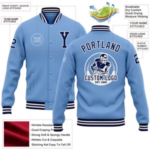 Blouson bombardier personnalisé bleu marine-blanc veste Varsity Letterman à boutons-pression coupe-vent streetwear veste Varsity vintage pour hommes - Product Image 2