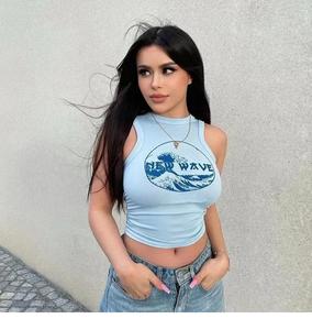 Camisetas sin mangas de Color sólido para mujer, camisetas informales ligeras de nuevo estilo para verano, diseño de estampado transpirable - Product Image 2