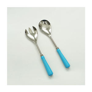 Juego de cubiertos Exportador de mango de resina azul claro de alta calidad Juego de ensalada de acero inoxidable disponible para compradores a granel - Product Image 1