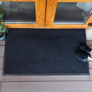DarianA Outdoor Entrance Door Mat Anti-Slip Polypropylene Floor <b>Rug</b> with Reinforced Rubber Border Black 60x90 cm - Product Image 2