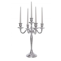 Candélabre en métal argenté à 5 bras, fait main, design moderne, haute qualité, porte-bougie de table de mariage, centre de table décoratif