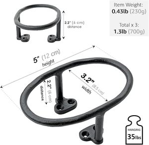 Ganchos para abrigos de estilo ovalado moderno, gancho de acabado negro Vintage para abrigos, sombreros, hierro fundido más resistente, rústico, fácil, versátil y duradero - Product Image 3