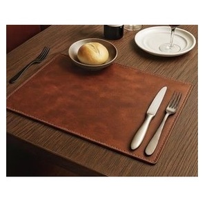 Top Selling Leather Mats and Pads Brown Color and Top Quality Factory Support Customized Size <b>square</b> Leather Table Ware - Product Image 1