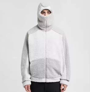 Veste Sherpa en polaire chaude pour l'hiver avec logo personnalisé et fermeture éclair complète pour hommes couvre-visage de ninja masqué, broderie unie - Product Image 1