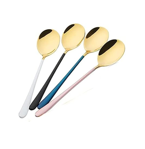 ชุดช้อนสแตนเลสช้อนขัดทองงานหัตถกรรมด้ามยาวกำหนดเองได้ง่าย - Product Image 2