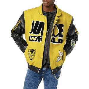 Veste universitaire Letterman en laine pour hommes, support de broderie personnalisé, patchs en cuir véritable, manches longues, tissu disponible en vente en gros - Product Image 3