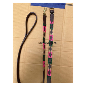 Collar de perro Polo cosido a mano argentino de cuero de alta calidad con correa cómoda Gaucho a juego accesorio de productos de caballo - Product Image 1