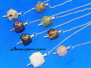 Derniers pendules Orgone Agate Améthyste Pentagone Ohm avec chaîne Pendules de vente chaude de meilleure qualité du fabricant direct - Product Image 6