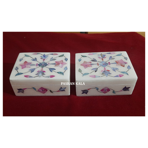Cajas de Joyería Hechas a Mano con Incrustaciones de Nácar de Colores Mezclados y Mármol Blanco, Atractivas y al Precio Más Bajo - Product Image 1
