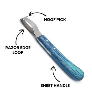 Cuchillo de bucle de recorte de pezuña de acero inoxidable de doble filo Premium, selección de pezuña, mango de hoja duradero, herramienta de herrador versátil caballo vaca - Product Image 3