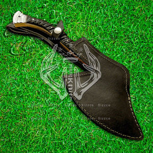 Custom Full Tang D2 Steel Hunting Camping Bearded Axe, Micarta Handle Tomahawk Real Hatchet con funda de cuero, regalo ideal - Product Image 6