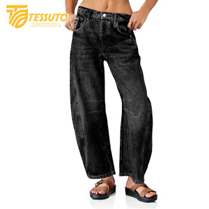 Pantalon cargo taille haute pour femme Jeans en denim taille haute élégants - Product Image 1