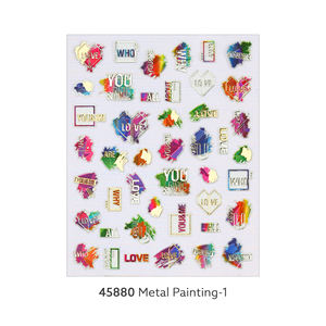Metal Painting #45880 Love Heart Frame Gold Silver Foil <b>Nail</b> <b>Stickers</b> rainbow 3d Emboss Unique Design Multi Size Korea Oem Odm - Product Image 1