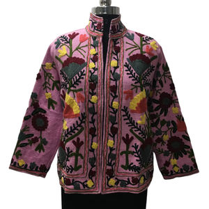 แจ็กเก็ตผ้าฝ้ายปักลายซูซานีหลากสีสำหรับผู้หญิงระบายอากาศได้ดีแจ็กเก็ตของผู้หญิงงานฝีมือดีไซน์ดอกไม้ - Product Image 1