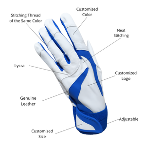 Custom <b>Leather</b> Right-Handed Baseball Batting Glove Breathable Lightweight Non Slip Adjustable <b>Wrist</b> <b>Strap</b> for Softball Training - Product Image 2