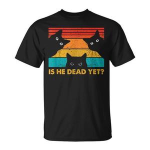 เสื้อยืดวินเทจ Is-He-Vintage-Dead-Yet ลายแมว ดึงดูดสายตา เสื้อผ้าสำหรับคนรักแมว - Product Image 1