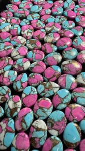 Piedras preciosas de cabujón turquesa Kingman de algodón rosa de tamaño pequeño de alta calidad AAA + piedras preciosas sueltas naturales pulidas personalizadas - Product Image 5