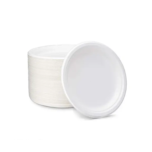 Vente en gros Assiettes en papier rondes de qualité alimentaire de 6 7 9 10 pouces Assiette à lunch blanche Assiettes en papier de bagasse jetables rondes sûres - Product Image 1