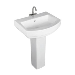 Modern White Ceramic Pedestal Wash Basin Lavabo Sink Stand Economical India Factory Design for Hospitals and Villas - Product Image 1